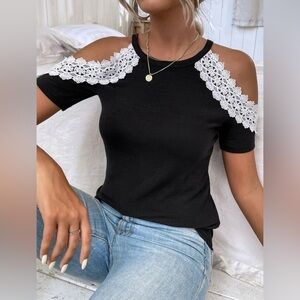 Black Cold Shoulder Tee
